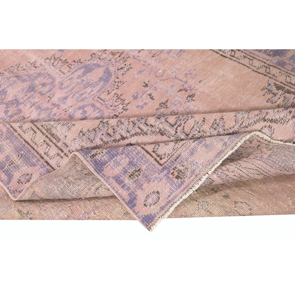 Modern Pink Color Over-Dyed Rug. Handmade Turkish Floor Rug. Bohemian Home Decor