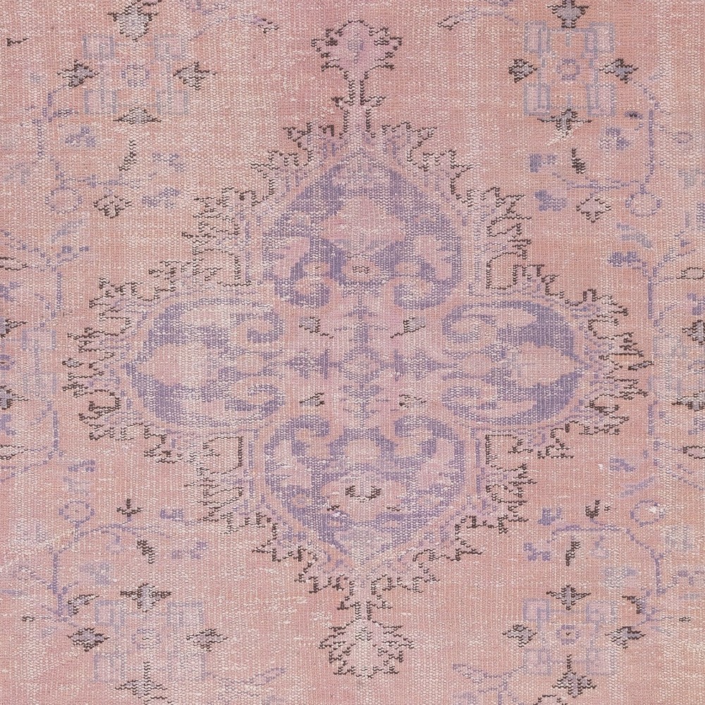Modern Pink Color Over-Dyed Rug. Handmade Turkish Floor Rug. Bohemian Home Decor