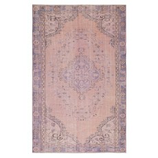 Modern Pink Color Over-Dyed Rug. Handmade Turkish Floor Rug. Bohemian Home Decor