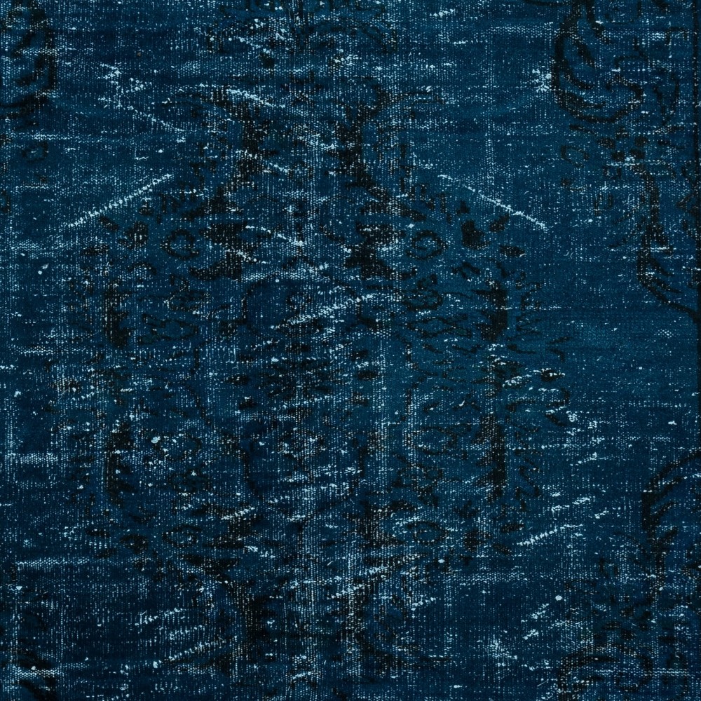 Contemporary Low Pile Area Rug in Nay Blue, Hand-woven and Hand-knotted in Turkey