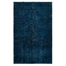 Contemporary Low Pile Area Rug in Nay Blue, Hand-woven and Hand-knotted in Turkey