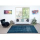Distressed Modern Hand Knotted Turkish Wool Area Rug Re-Dyed in Navy Blue Color
