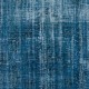 Distressed Modern Hand Knotted Turkish Wool Area Rug Re-Dyed in Navy Blue Color