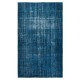 Distressed Modern Hand Knotted Turkish Wool Area Rug Re-Dyed in Navy Blue Color