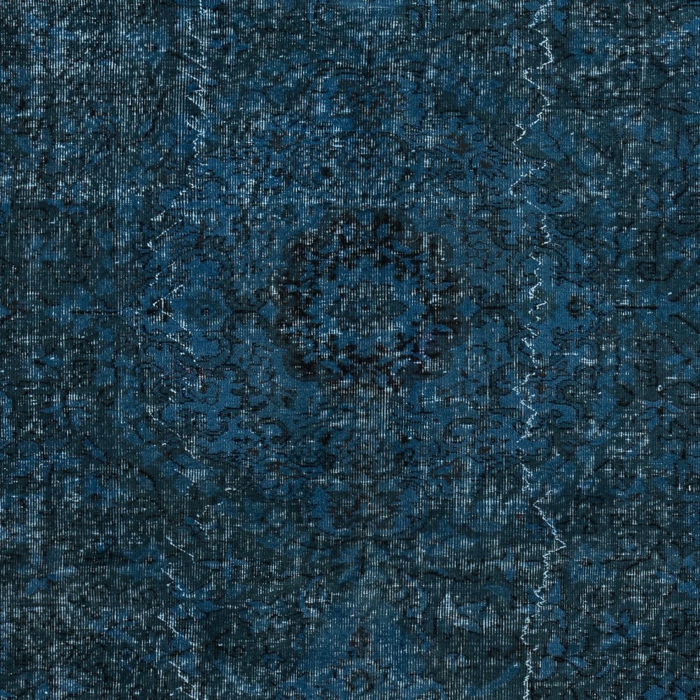 Vintage Handmade Turkish Area Rug Overdyed in Dark Blue 4 Modern Interiors