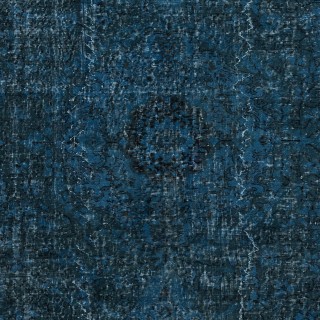 Vintage Handmade Turkish Area Rug Overdyed in Dark Blue 4 Modern Interiors