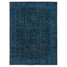 Vintage Handmade Turkish Area Rug Overdyed in Dark Blue 4 Modern Interiors