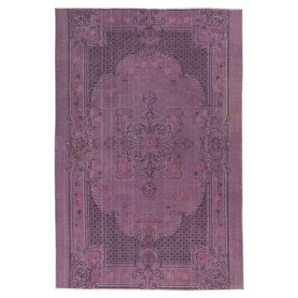 Purple Area Rug for Modern Interiors, Hand-Knotted in Turkey