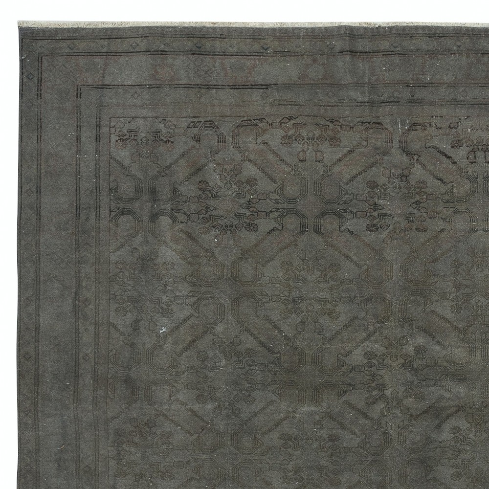 Contemporary Handmade Turkish Wool Area Rug in Gray Color