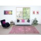 Handmade Anti-bacterial Wool Area Rug. Pink Color Hand Knotted Turkish Rug