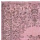 Handmade Anti-bacterial Wool Area Rug. Pink Color Hand Knotted Turkish Rug