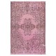 Handmade Anti-bacterial Wool Area Rug. Pink Color Hand Knotted Turkish Rug