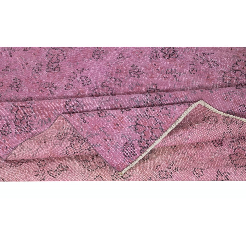 Hand Knotted Turkish Wool Area Rug in Pink. Floral Patterned Rug. Gift for Girls