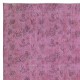 Hand Knotted Turkish Wool Area Rug in Pink. Floral Patterned Rug. Gift for Girls