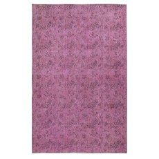 Hand Knotted Turkish Wool Area Rug in Pink. Floral Patterned Rug. Gift for Girls