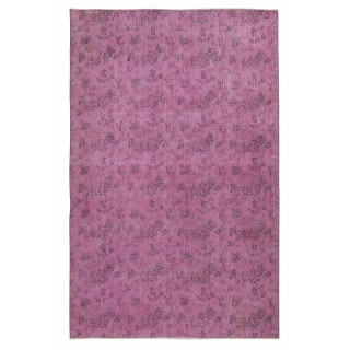 Hand Knotted Turkish Wool Area Rug in Pink. Floral Patterned Rug. Gift for Girls