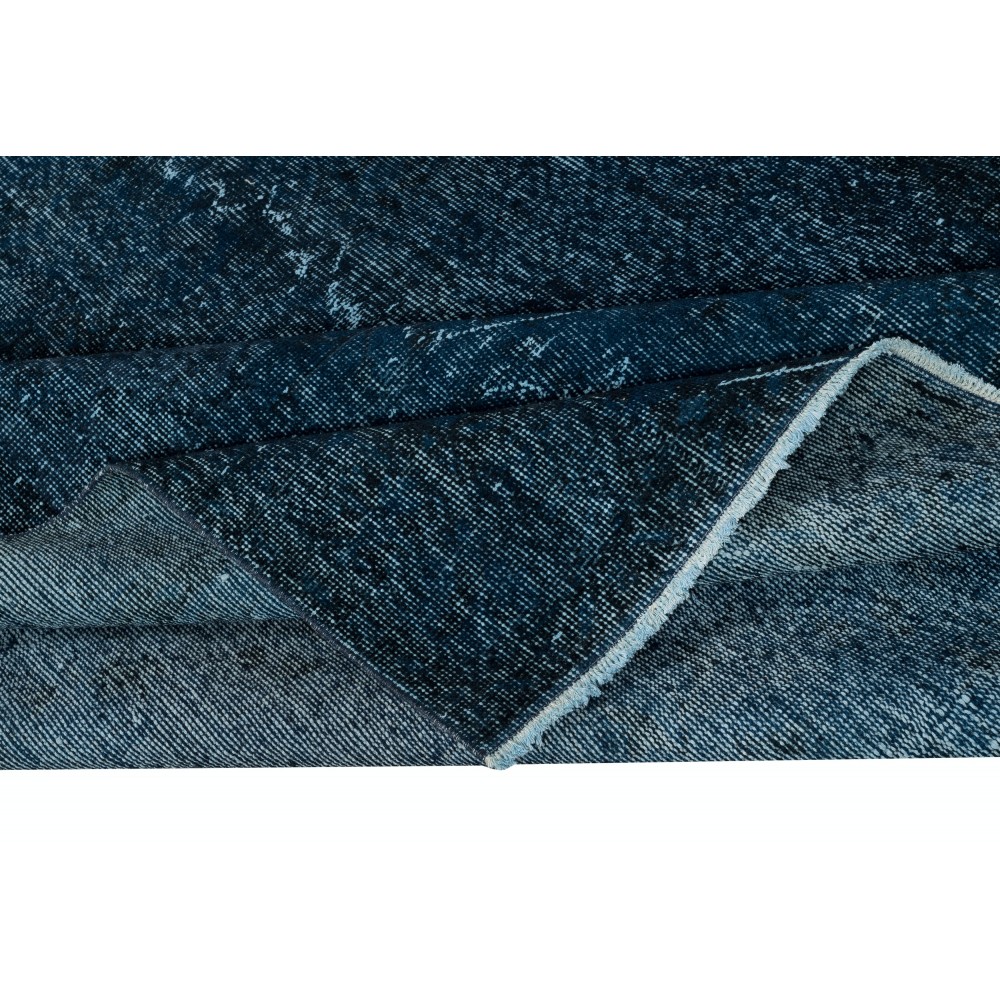 Contemporary Handmade Turkish Wool Area Rug in Navy Blue