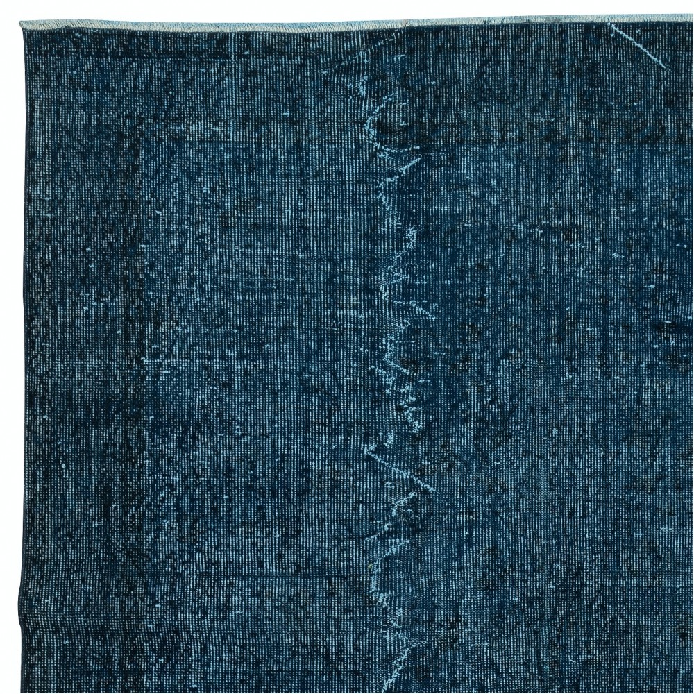Contemporary Handmade Turkish Wool Area Rug in Navy Blue