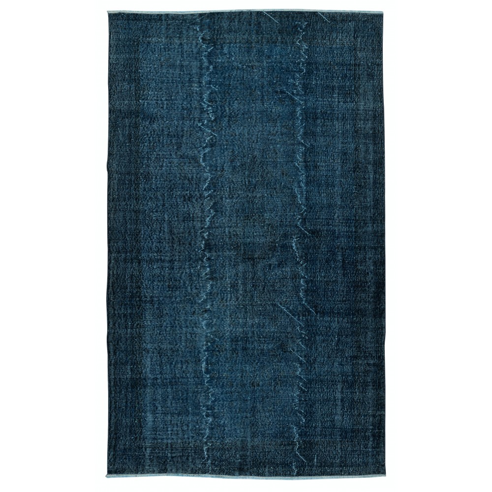 Contemporary Handmade Turkish Wool Area Rug in Navy Blue