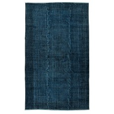 Contemporary Handmade Turkish Wool Area Rug in Navy Blue