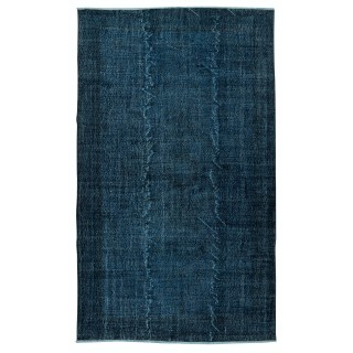 Contemporary Handmade Turkish Wool Area Rug in Navy Blue