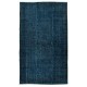 Contemporary Handmade Turkish Wool Area Rug in Navy Blue