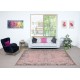 Vintage Handmade Turkish Wool Area Rug redyed in Pink Color for modern interiors