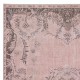 Vintage Handmade Turkish Wool Area Rug redyed in Pink Color for modern interiors