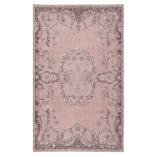 Vintage Handmade Turkish Wool Area Rug redyed in Pink Color for modern interiors