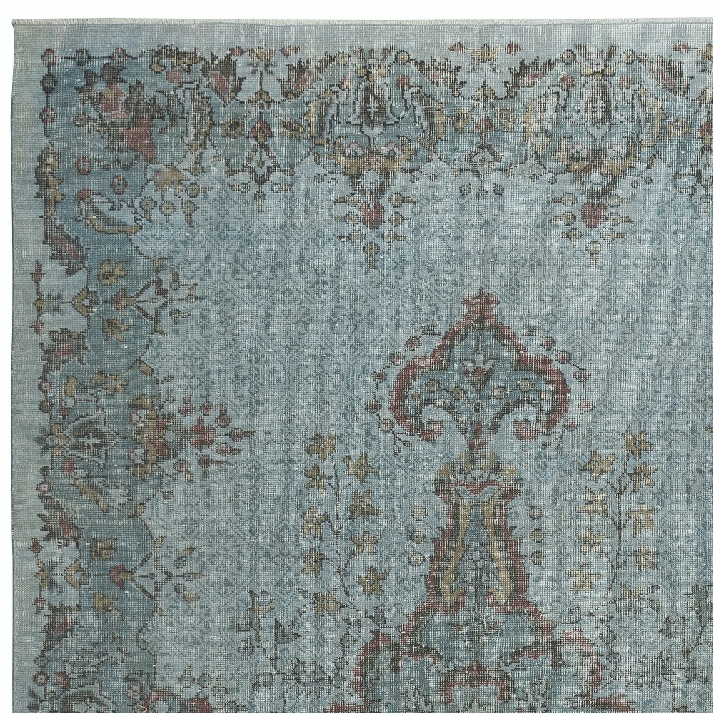 Medallion Design Modern Area Rug in Light Blue, Hand-woven and Hand-knotted in Turkey
