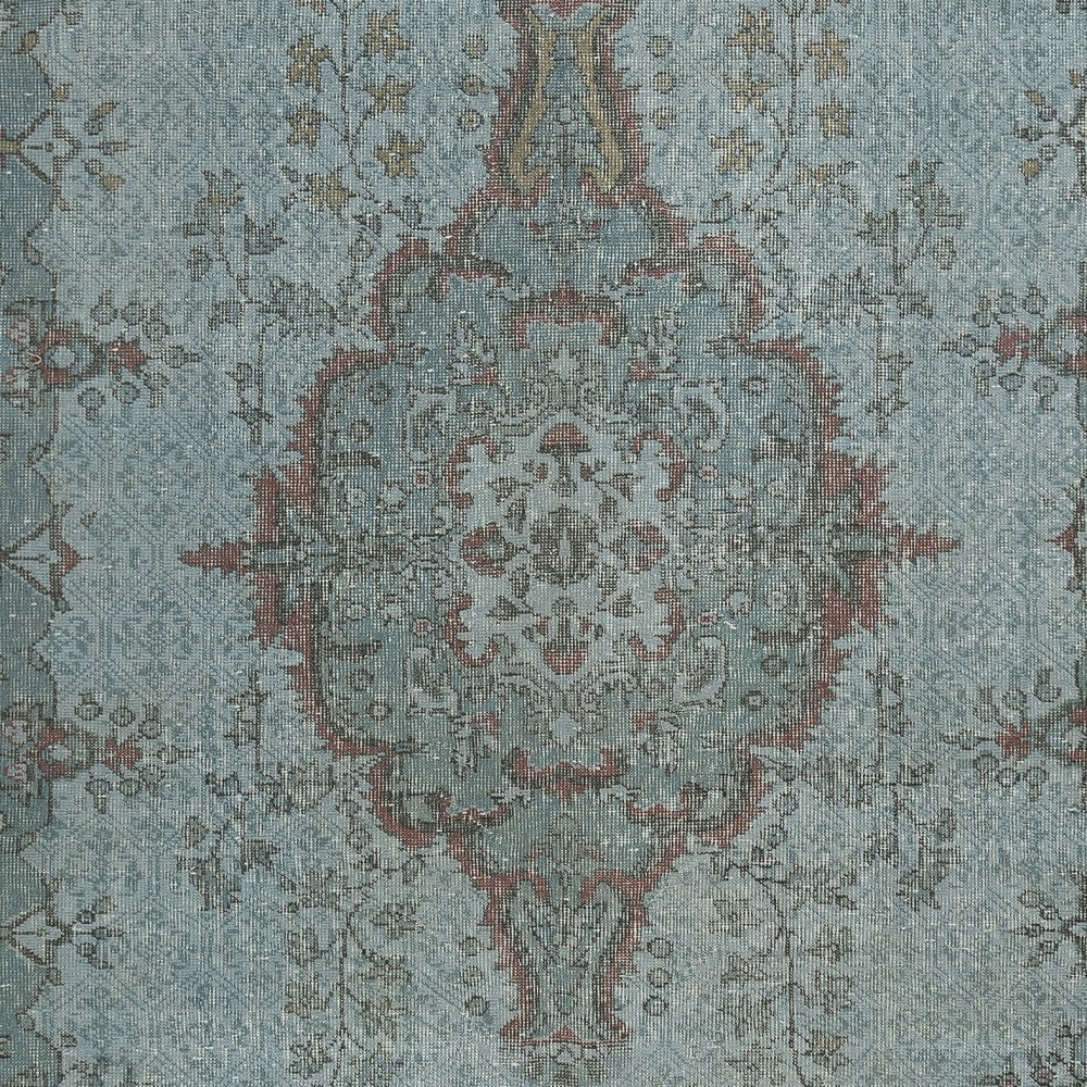 Medallion Design Modern Area Rug in Light Blue, Hand-woven and Hand-knotted in Turkey