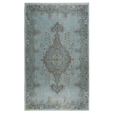 Medallion Design Modern Area Rug in Light Blue, Hand-woven and Hand-knotted in Turkey