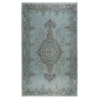 Medallion Design Modern Area Rug in Light Blue, Hand-woven and Hand-knotted in Turkey