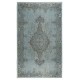 Medallion Design Modern Area Rug in Light Blue, Hand-woven and Hand-knotted in Turkey