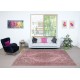 Vintage Handmade Turkish Wool Area Rug redyed in Pink Color for contemporary interiors