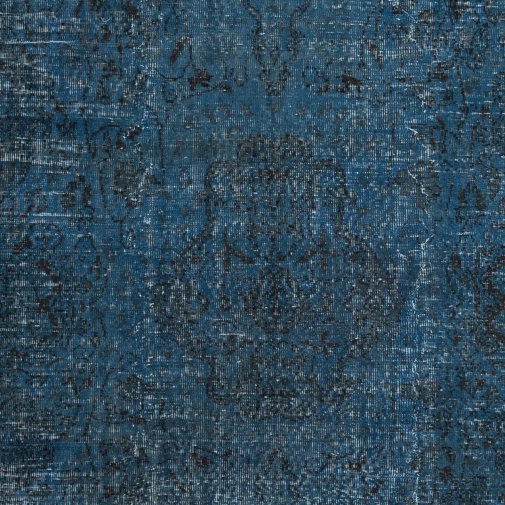Contemporary Handmade Turkish Area Rug in Dark Blue Color