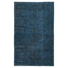 Contemporary Handmade Turkish Area Rug in Dark Blue Color