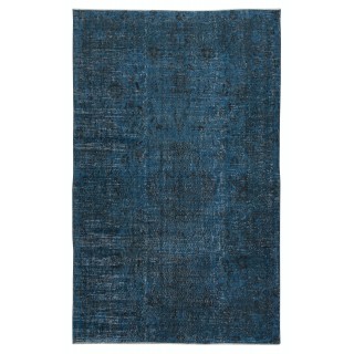 Contemporary Handmade Turkish Area Rug in Dark Blue Color