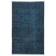 Contemporary Handmade Turkish Area Rug in Dark Blue Color