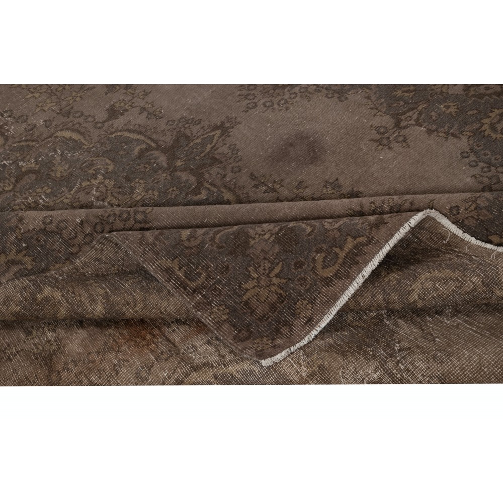 Hand Knotted Turkish Wool Area Rug in Brown. Modern Living Room Rug with Medallion Design. Home Gift Rug