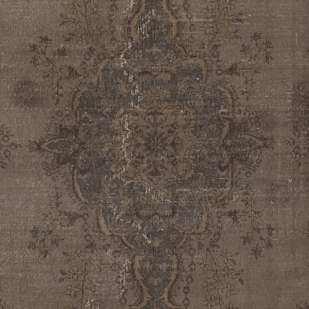 Hand Knotted Turkish Wool Area Rug in Brown. Modern Living Room Rug with Medallion Design. Home Gift Rug