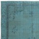 Chinese Art Deco Design Area Rug in Teal Blue, Hand-woven and Hand-knotted in Turkey