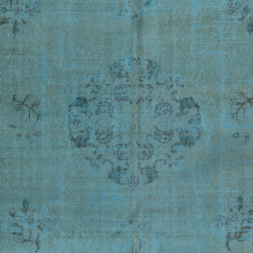 Chinese Art Deco Design Area Rug in Teal Blue, Hand-woven and Hand-knotted in Turkey