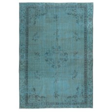 Chinese Art Deco Design Area Rug in Teal Blue, Hand-woven and Hand-knotted in Turkey