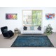 Contemporary Medallion Design Area Rug in Blue, Hand-woven and Hand-knotted in Turkey