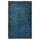 Contemporary Medallion Design Area Rug in Blue, Hand-woven and Hand-knotted in Turkey