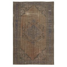 Contemporary Hand-knotted Area Rug. Brown Color Turkish Floor Covering