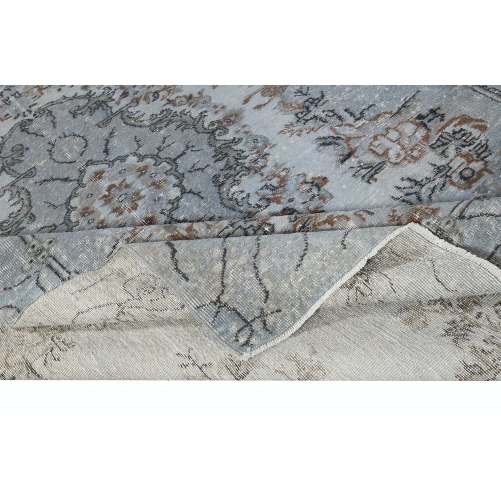 Soft Blue Color Area Rug with Medallion Design. Handmade in Turkey. Modern Living Room Carpet