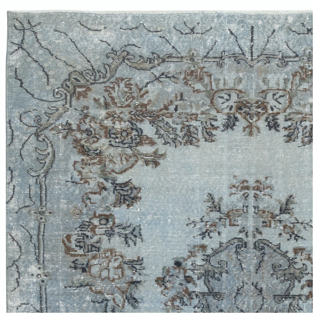 Soft Blue Color Area Rug with Medallion Design. Handmade in Turkey. Modern Living Room Carpet