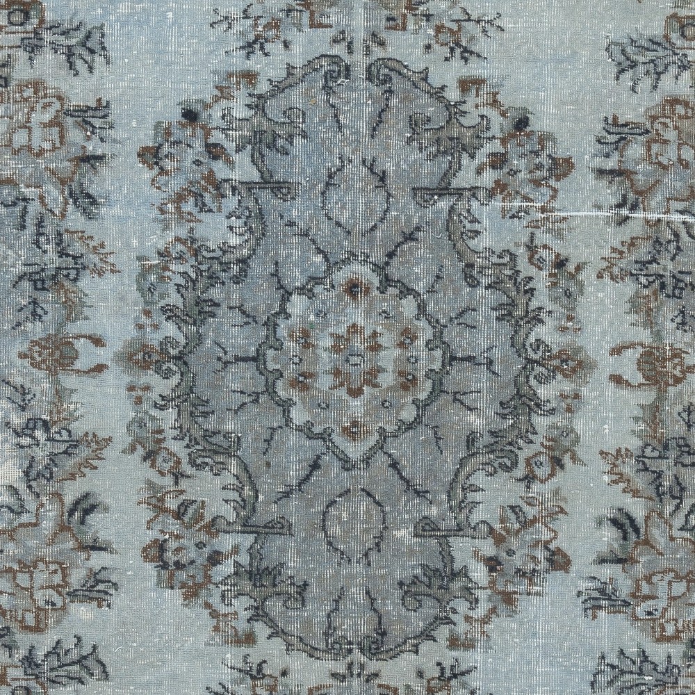 Soft Blue Color Area Rug with Medallion Design. Handmade in Turkey. Modern Living Room Carpet